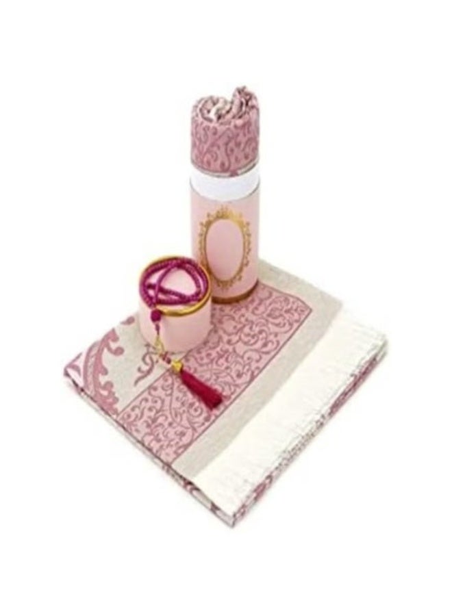 Muslim Prayer Rug - Elegant Turkish Design, Portable Prayer Mat with Prayer Beads, Ideal Gift Box for Men and Women (Pink) - Image 1